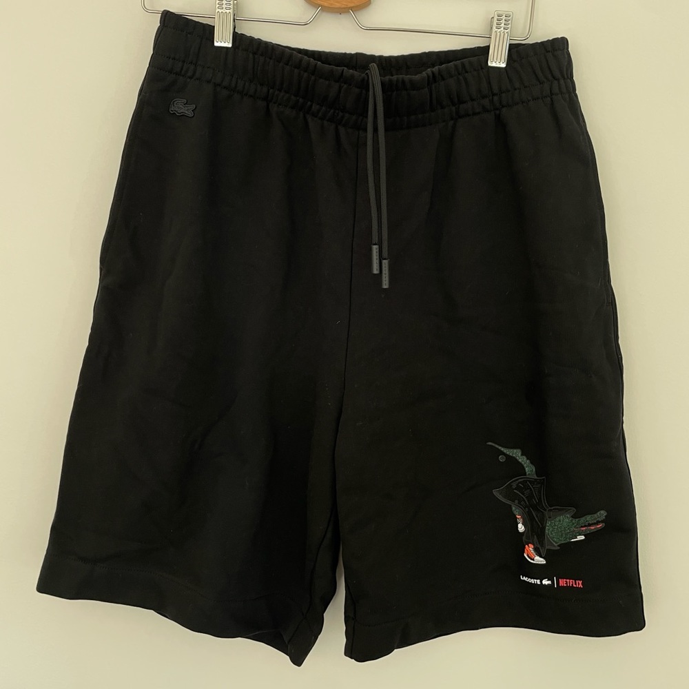 Men’s Lacoste / Netflix collab sweat shorts